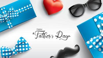 Happy Father Day greeting card, banner design with lettering, typography in three-dimensional style vector