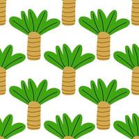 Cute forest seamless pattern with cartoon summer trees in flat style. Woodland background. vector