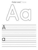 A Letter Tracing Worksheet . Uppercase and Lowercase Letter or Alphabet Trace KIds Worksheet vector