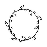 floral wreath in doodle style vector