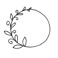 floral wreath in doodle style vector