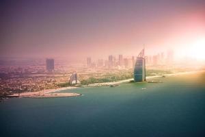 Skyline Dubai. Beautiful panoramic view of Dubai in sunset time. photo