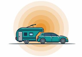 Car with additional towing box illustration vector