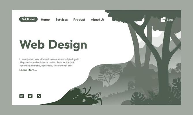 Web design nature landscape flat design landing page
