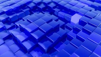 Minimalistic waves pattern made of cubes. Abstract Blue Cubic Waving Surface Futuristic Background.  3d render illustration. photo