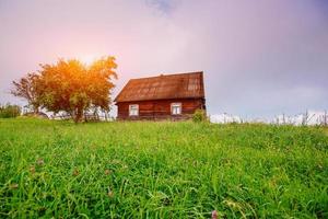 landscape with colorful tree and house photo