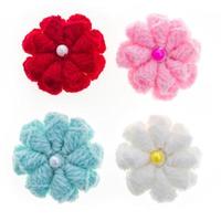 Handmade crochet flowers Isolated on white background. photo