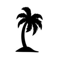 Coconut tree silhouette. summer sunset sea design vector