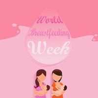 World Breastfeeding Week, 1-7 August. banner, mother day clip art. Child drinks milk from the female breast. vector