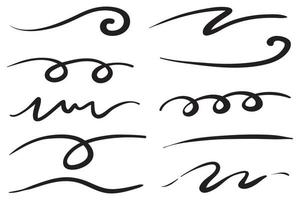 Hand drawn collection of curly swings, swashes, punches. Rotating calligraphy. Icon quote. Highlight text elements. vector