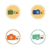 Camera with photo icon vector background