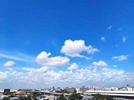 Blue Sky abstract panoramic background. Coulds nature concept with copy space. Texture and Pattern wallpaper backgrounds. photo