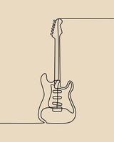 continuous line drawing on guitar vector