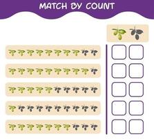 Match by count of cartoon olive. Match and count game. Educational game for pre shool years kids and toddlers vector