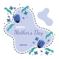 Happy Mother's Day Flower Floral Card Flat Illustration vector