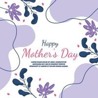 Happy Mother's Day Flower Floral Card Flat Illustration vector