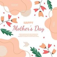 Happy Mother's Day Flower Floral Memphis Card Flat Illustration vector