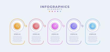 Business infographic template with five options or process vector