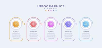 plantilla de infografía empresarial con cinco opciones o proceso vector