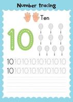 Printable number tracing worksheets. Number tracing. Numbers worksheet. vector