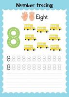 Printable number tracing worksheets. Number tracing. Numbers worksheet. vector