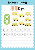 Printable number tracing worksheets. Number tracing. Numbers worksheet. vector