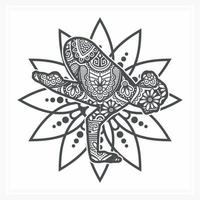 YOGA Mandala with Flower. Vector, Line Art vector