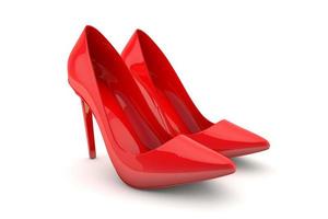 Elegant high heels. Red shoes for women. 3d render photo