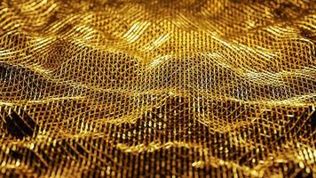 Abstract shinny golden wire net wave background for product presentation and brand luxury style. ,3D model and illustration. photo