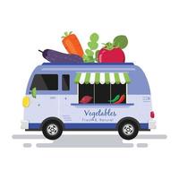ilustración de vector de camión de alimentos orgánicos