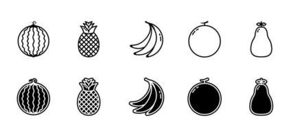 colección de iconos de frutas aislada sobre fondo blanco. simple y limpio. vectorial editable vector