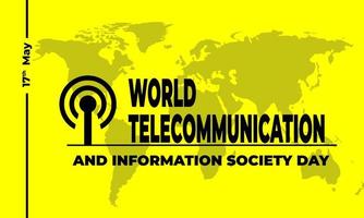 día mundial de las telecomunicaciones y la sociedad de la información, ilustración de fondo vectorial y texto. vector
