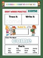 Kindergarten Sight Words Practice vector