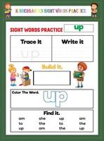 Kindergarten Sight Words Practice vector