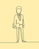 continuous line drawing on business man vector