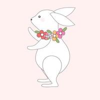 Easter bunny with flower. vector