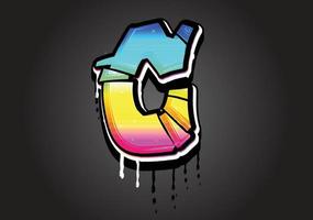 C letter 3D Graffiti Dripping  alphabet font vector