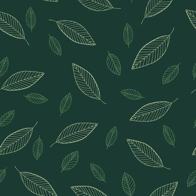leaves seamless pattern. vector illustration hand drawn in doodle style. scandinavian, minimalism. wallpaper, background, textiles, wrapping paper