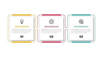 plantilla de infografía empresarial. etiqueta de diseño de línea delgada con icono y 3 opciones, pasos o procesos. vector