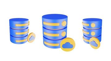 3d render database server icon with cloud icon isolated photo