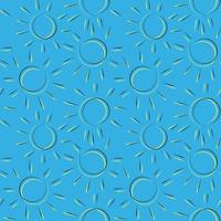 Seamless vector pattern with sun on blue background