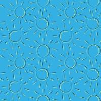 Seamless vector pattern with sun on blue background