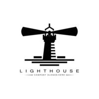 Lighthouse Searchlight Beacon Tower Island Beach logo vector icon