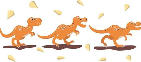 dinosaur predator moves in different poses vector