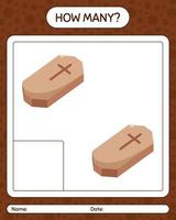 How many counting game with coffin. worksheet for preschool kids, kids activity sheet vector