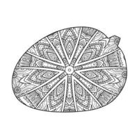 Mandala Mango Coloring Page For Kids vector