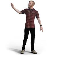 Nice bearded and blond man in lumberjack style in 3D illustration photo