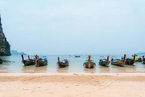 Travel, sea and rocky mountains in Thailand photo