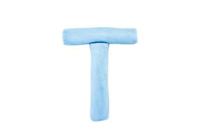 alphabet T English colorful letters Handmade letters molded from plasticine clay on Isolated white background photo