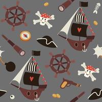 Pirate ship pattern vector